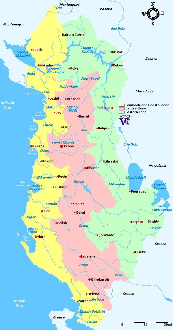 Albania regions map