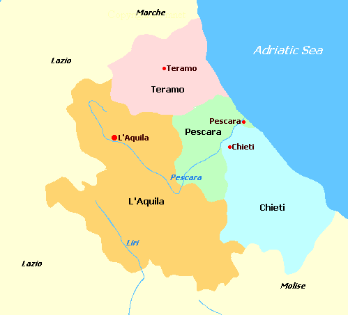 Map of Abruzzo Italy