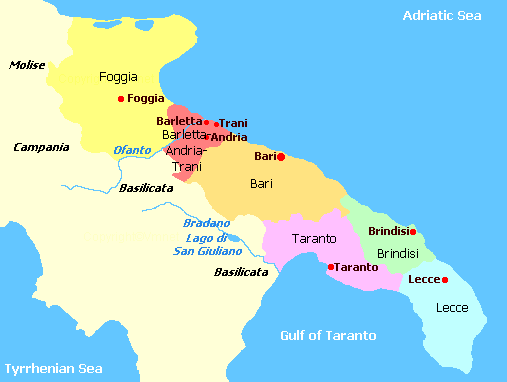 Map of Puglia Italy
