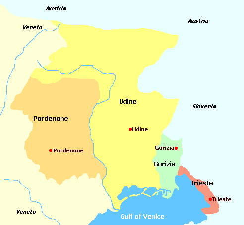 Map of Friuli-Venezia Giulia Italy