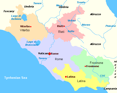 Map of Lazio Italy