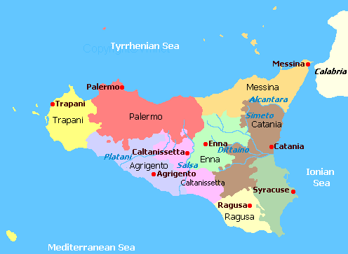 Map of Sicilia Italy