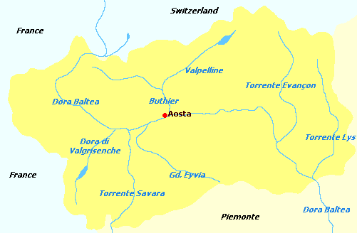Map of Valley d&acute;Aosta Italy