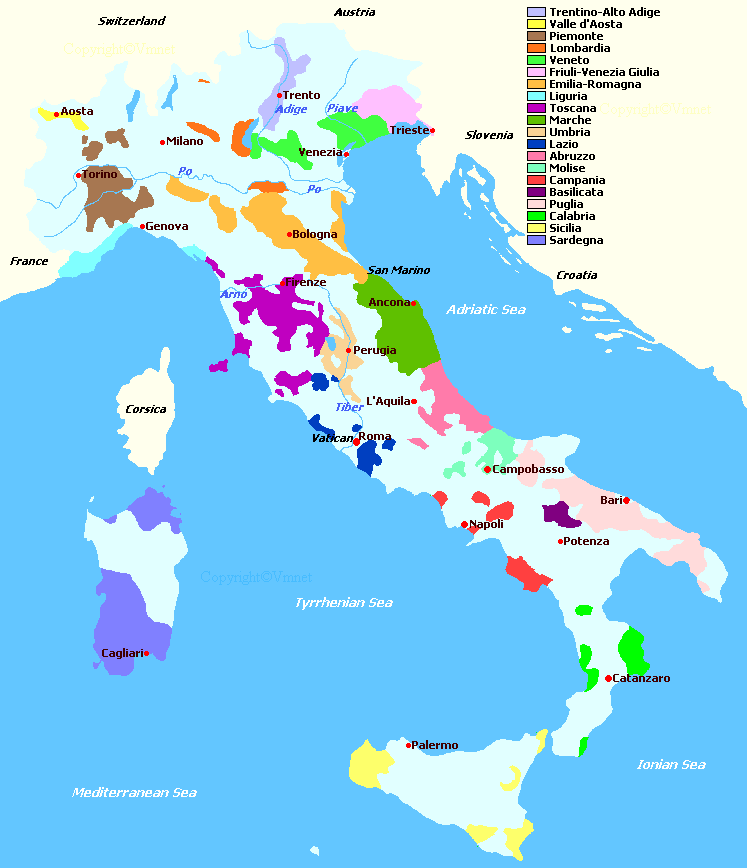 Italy Regions Map