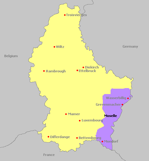 Luxembourg Regions Map