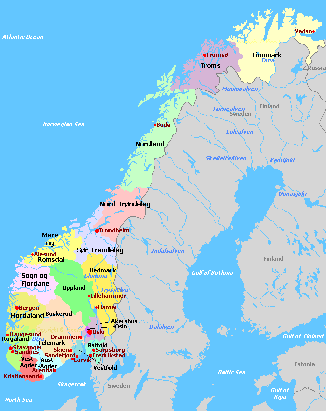 Norway regions map