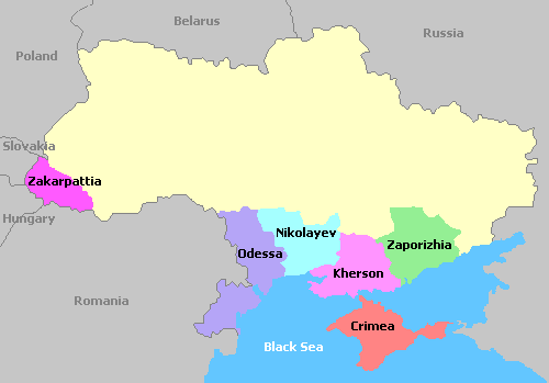 Map of Wine Regions in Ukraine