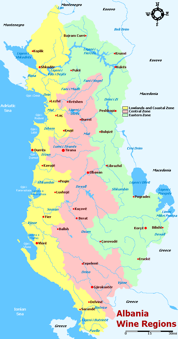 Albania regions map