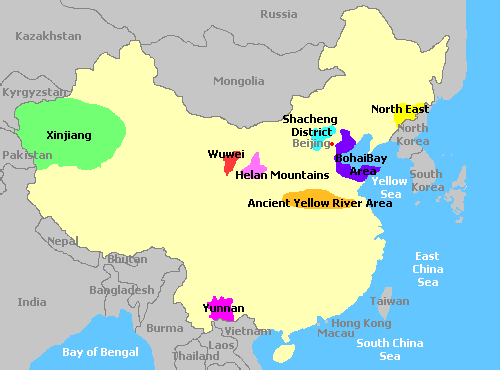 Map of China and its wine regions