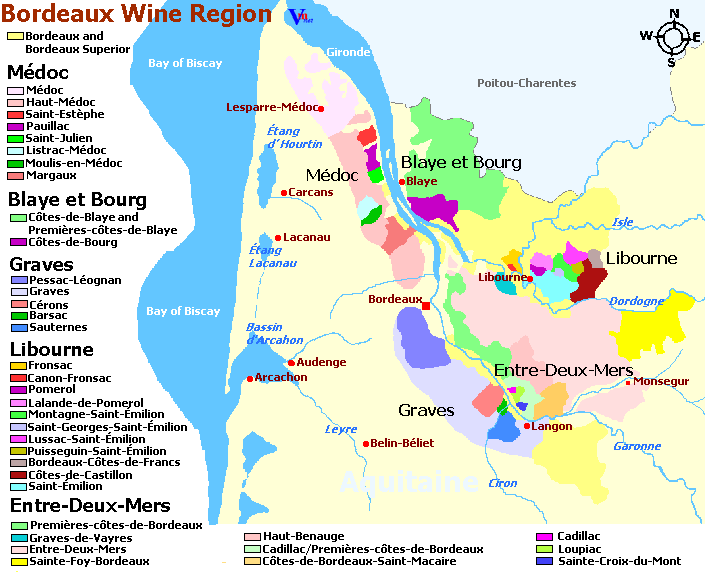 Map of Bordeaux Wine Regions