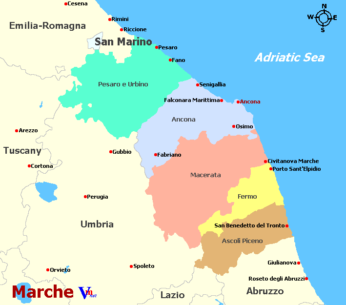 Map of Marche Italy