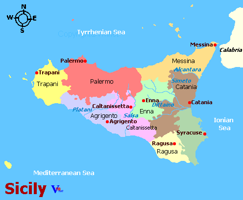 Map of Sicily Italy