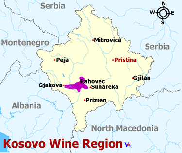 Map of Kosovo Wine Regions
