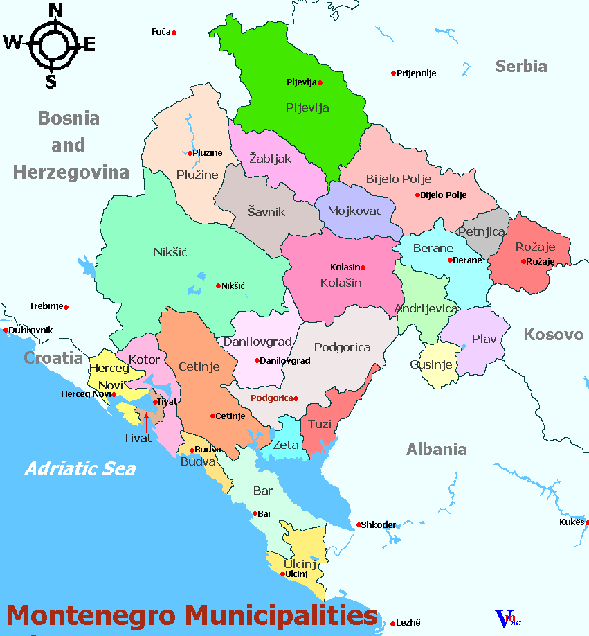 Map of Montenegro
