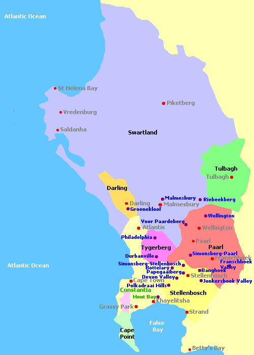 Map of Coastal Wine Regions