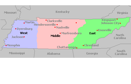 Map of Tennessee